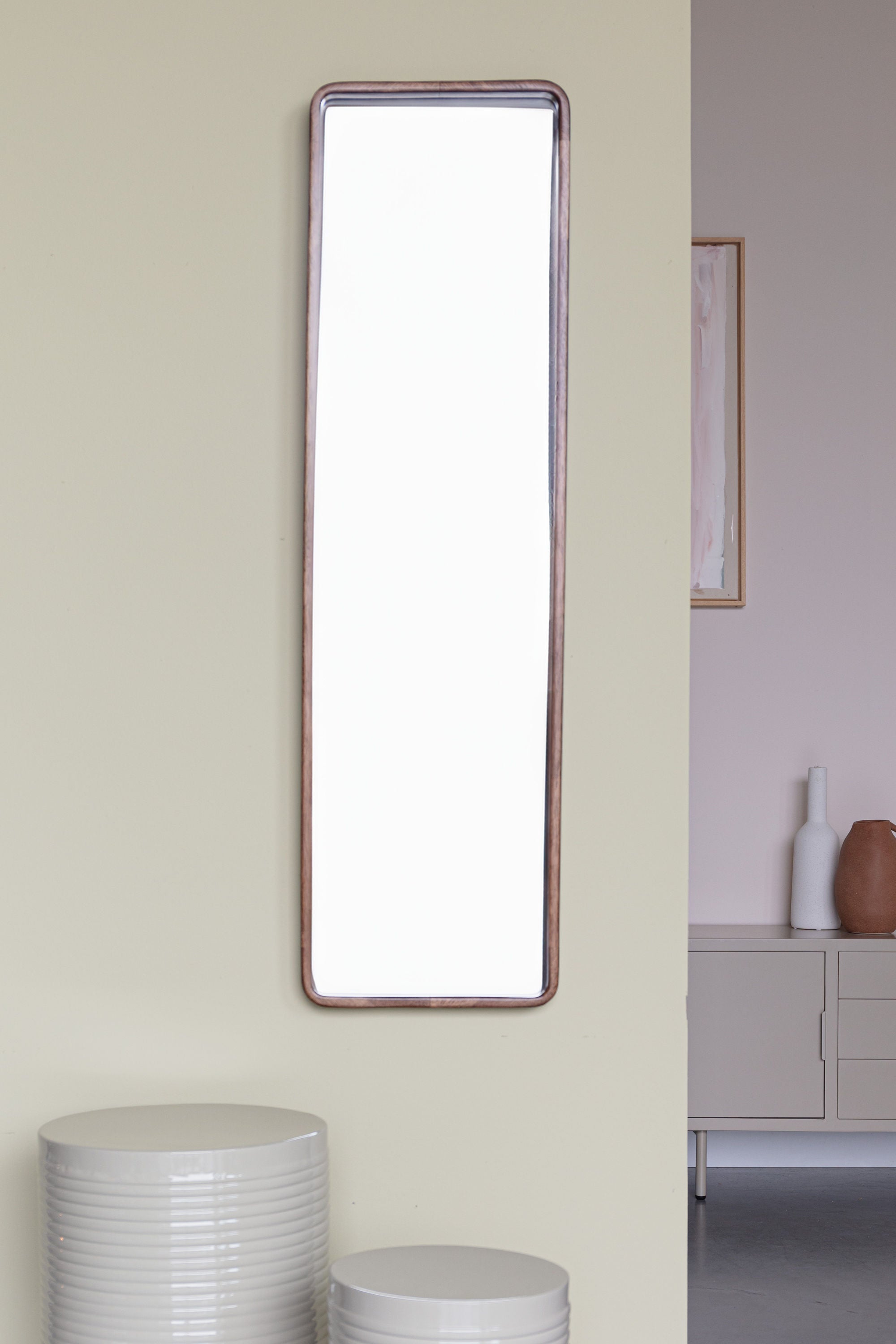 Nyko Brown Wood Rectangle Wall Mirror Large